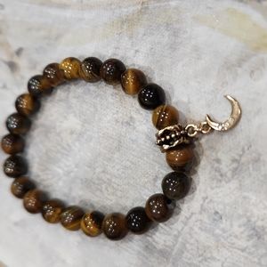 Tiger eye moon charm bracelet